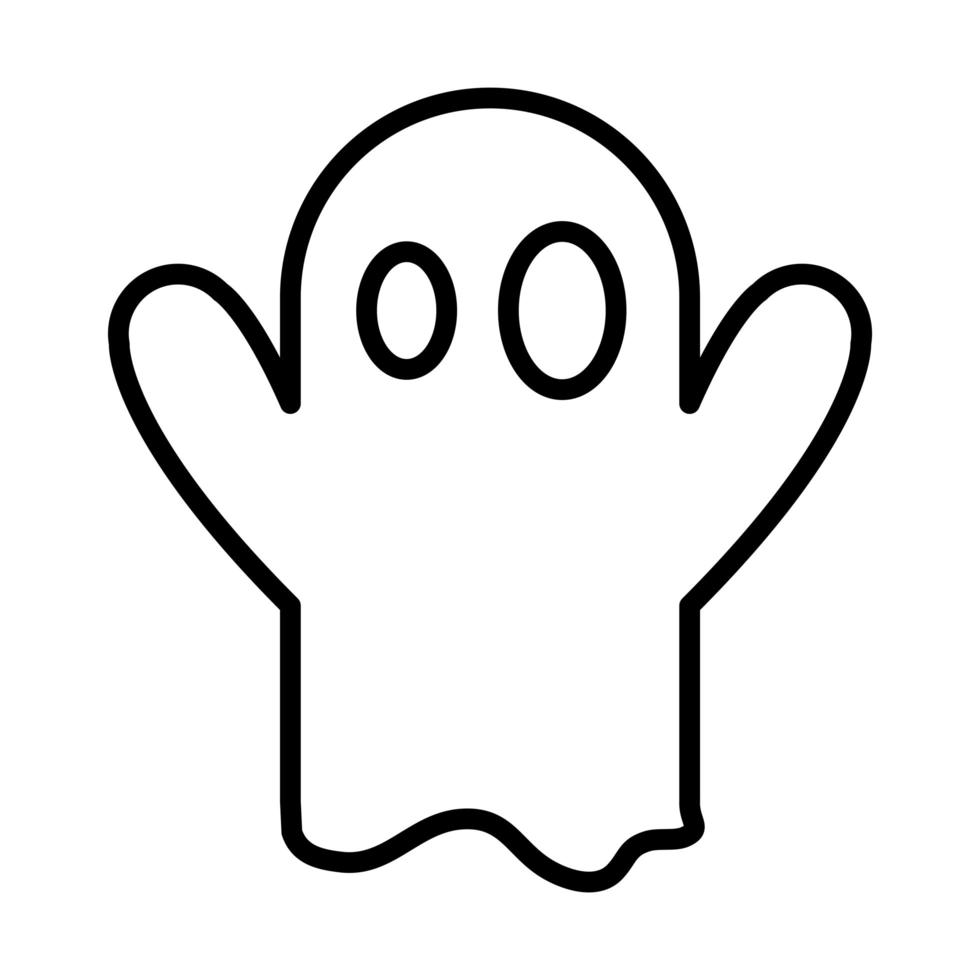 happy halloween character creepy ghost trick or treat party celebration linear icon design vector