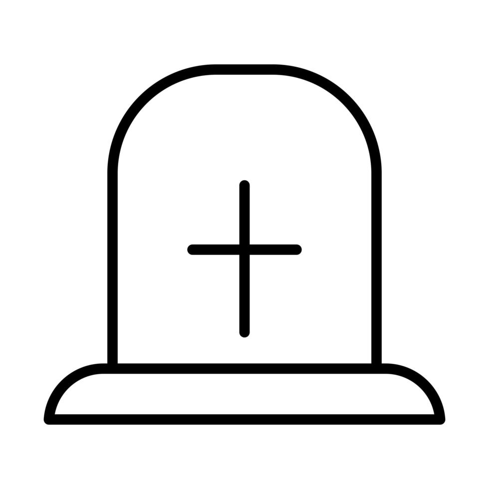 happy halloween gravestone trick or treat party celebration linear icon design vector