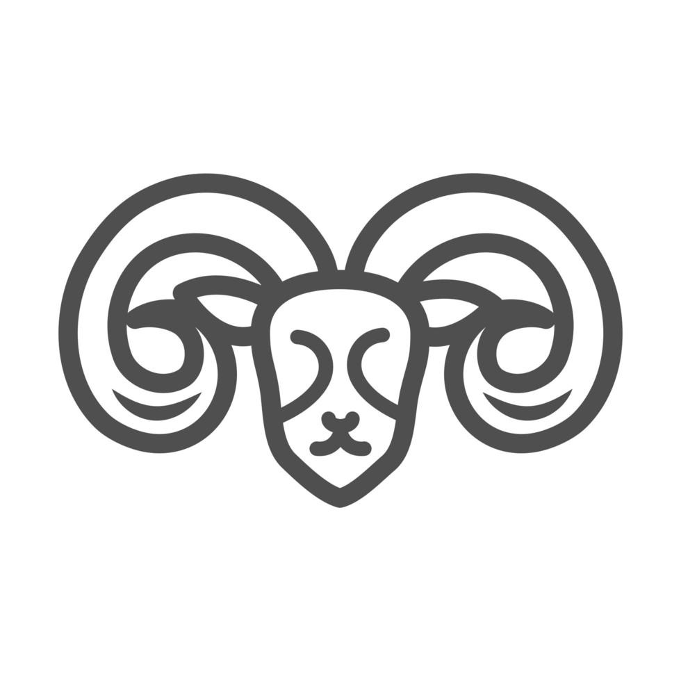 goat head animal portrait white background line style icon vector