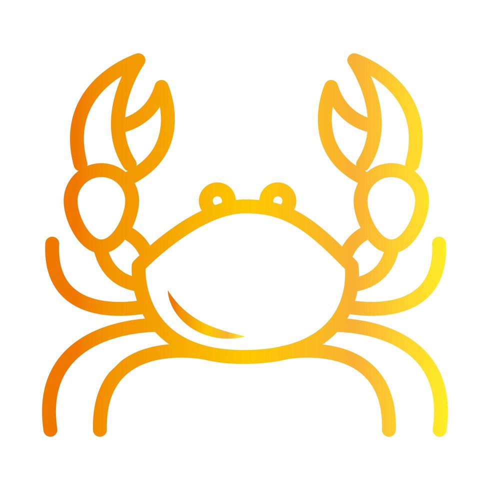 crab with big claws crustacean white background gradient style icon vector