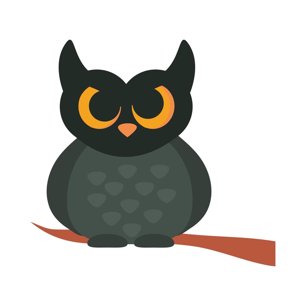 cartoon owl bird on branch animal flat icon design vector