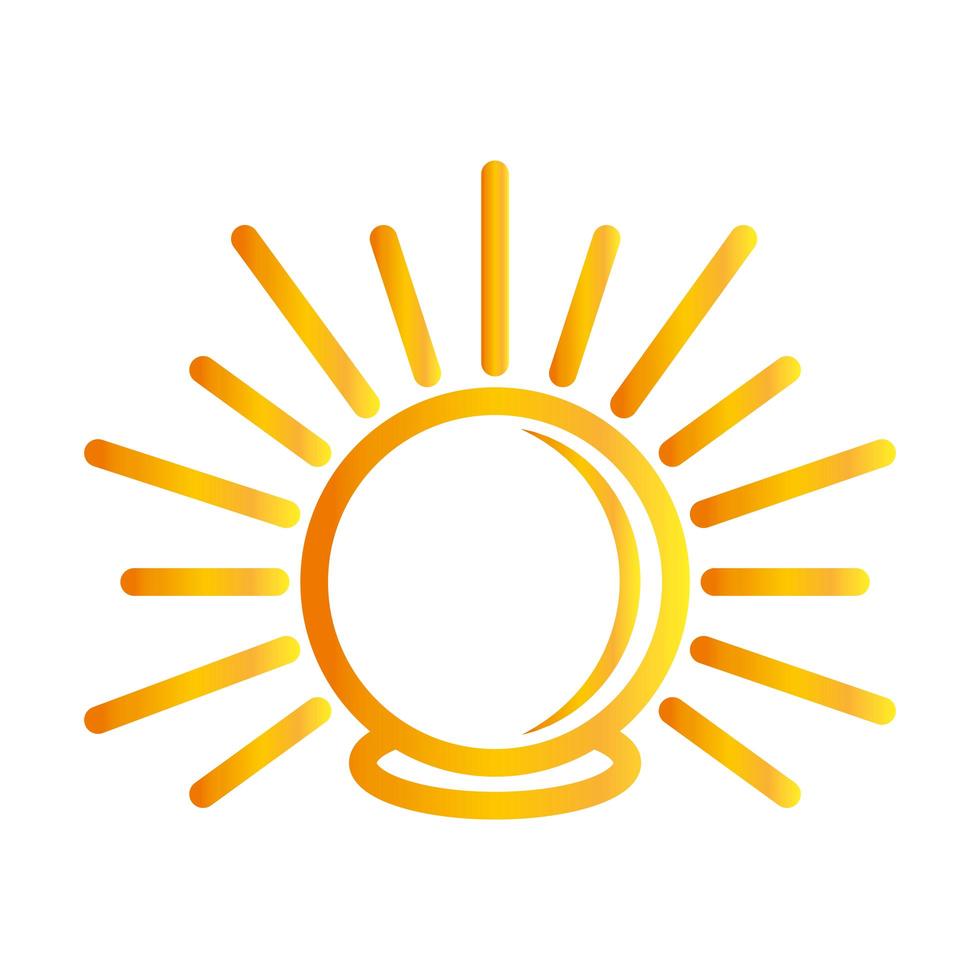 crystal ball rays ornament over white background gradient style icon vector