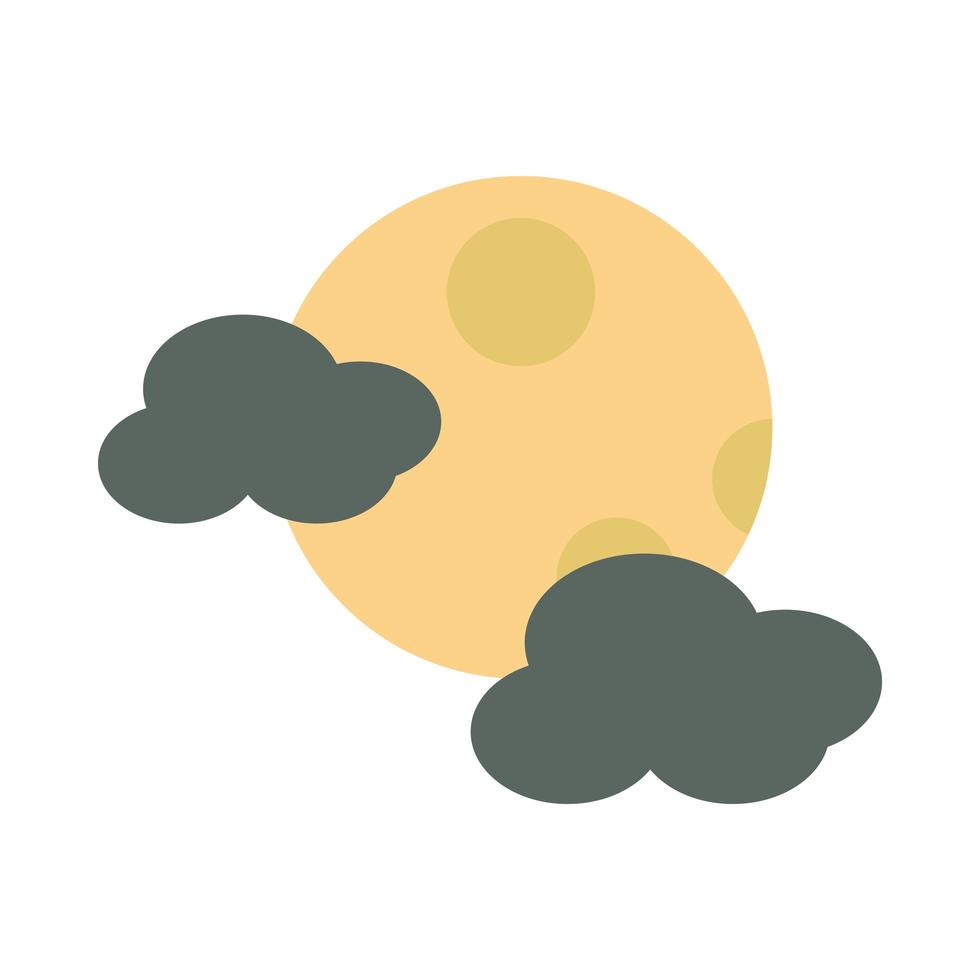 noche luna nubes cielo dibujos animados diseño de icono plano vector