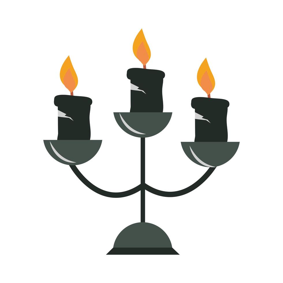 chandelier with burning candles decoration ornament flat icon design vector