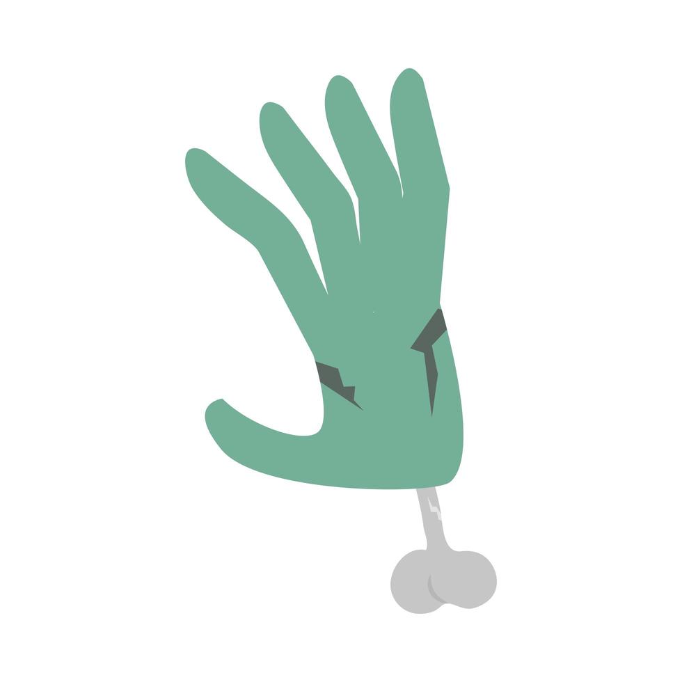 happy halloween zombie hand trick or treat party celebration flat icon design vector