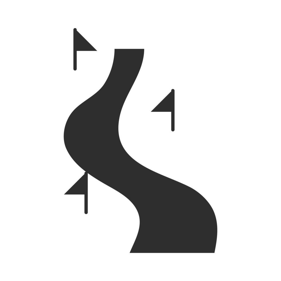 road flags tracking competition silhouette icon design vector