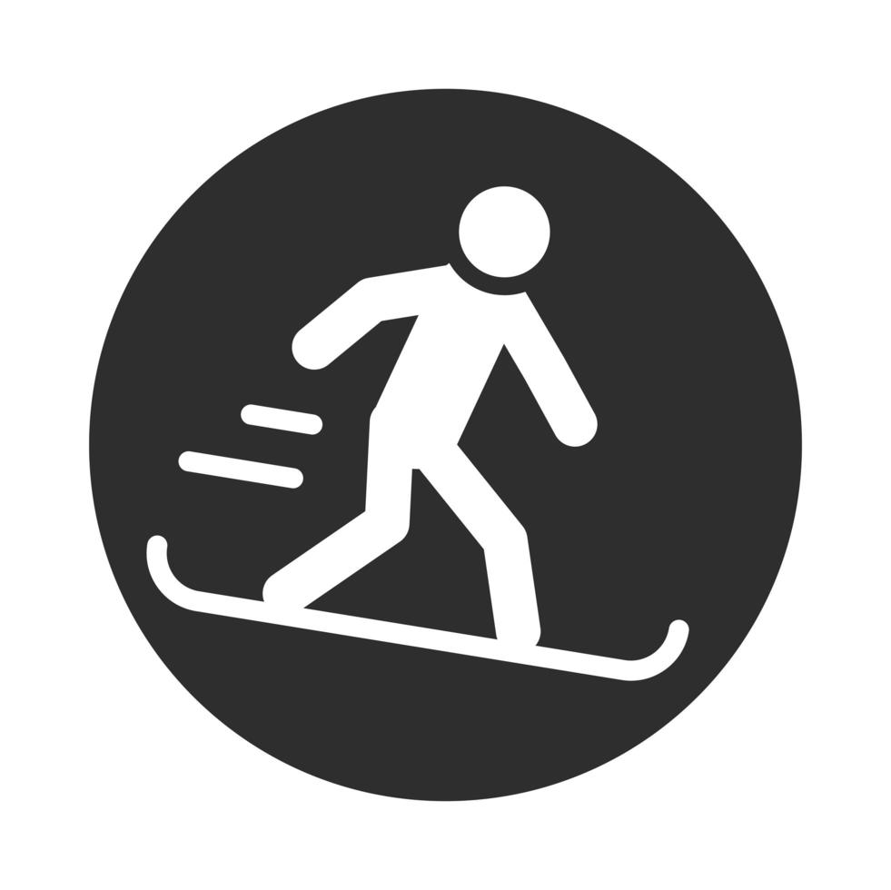 deporte extremo snowboard bloque de estilo de vida activo e icono plano vector