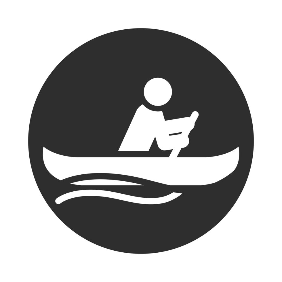 deporte extremo kayak bloque de estilo de vida activo e icono plano vector