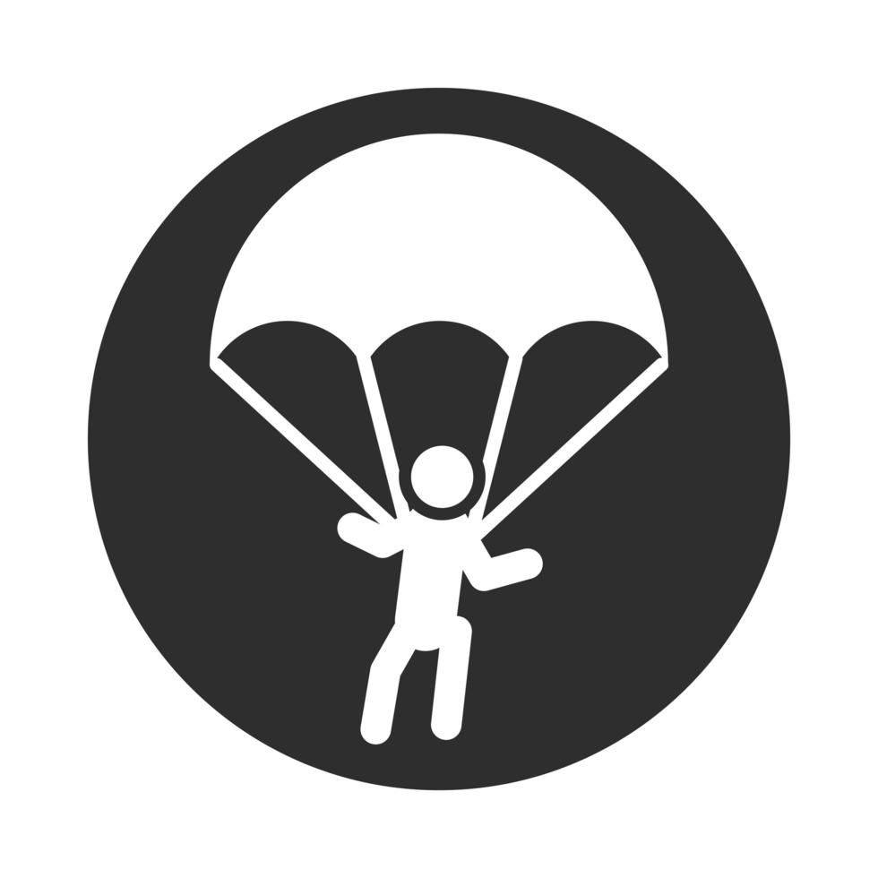 Bloque de estilo de vida activo de parapente de deporte extremo e icono plano vector