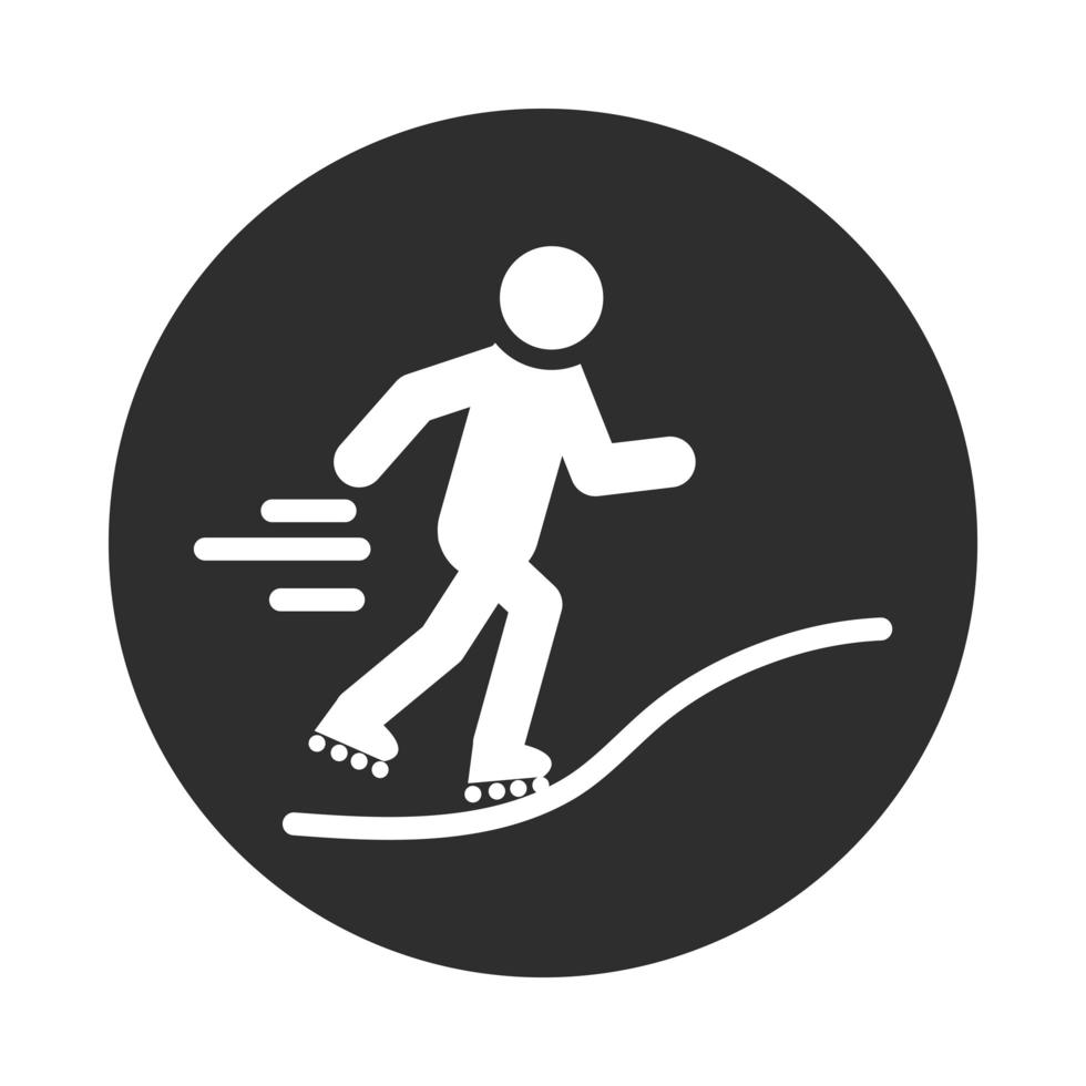 extreme sport inline skating active lifestyle block and flat icon vector