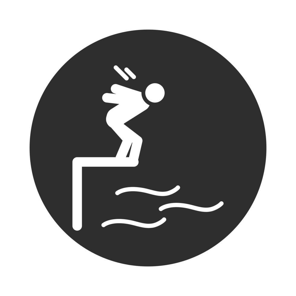 extreme sport jumping from trampoline active lifestyle block and flat icon vector