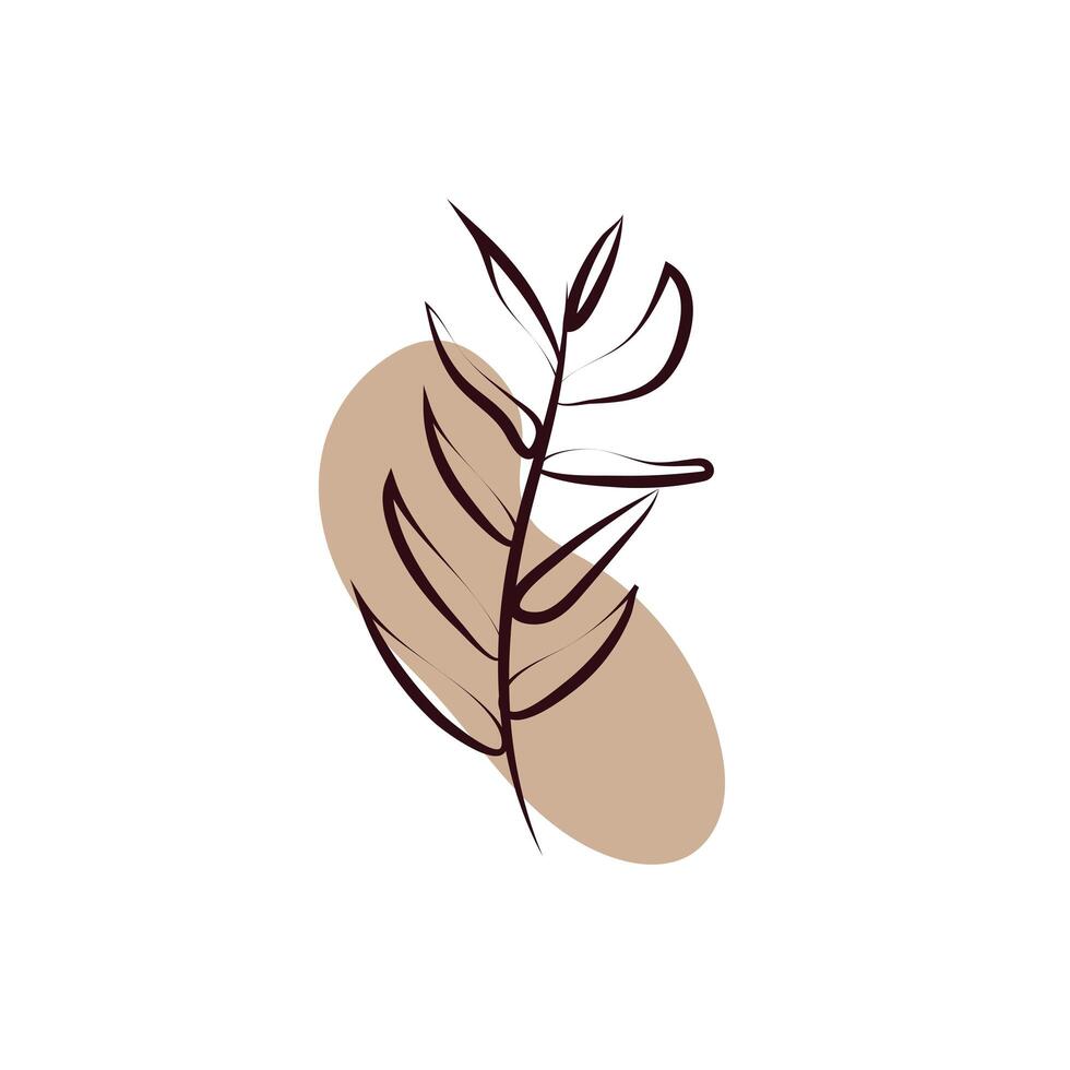 branch with leaves hand draw style vector