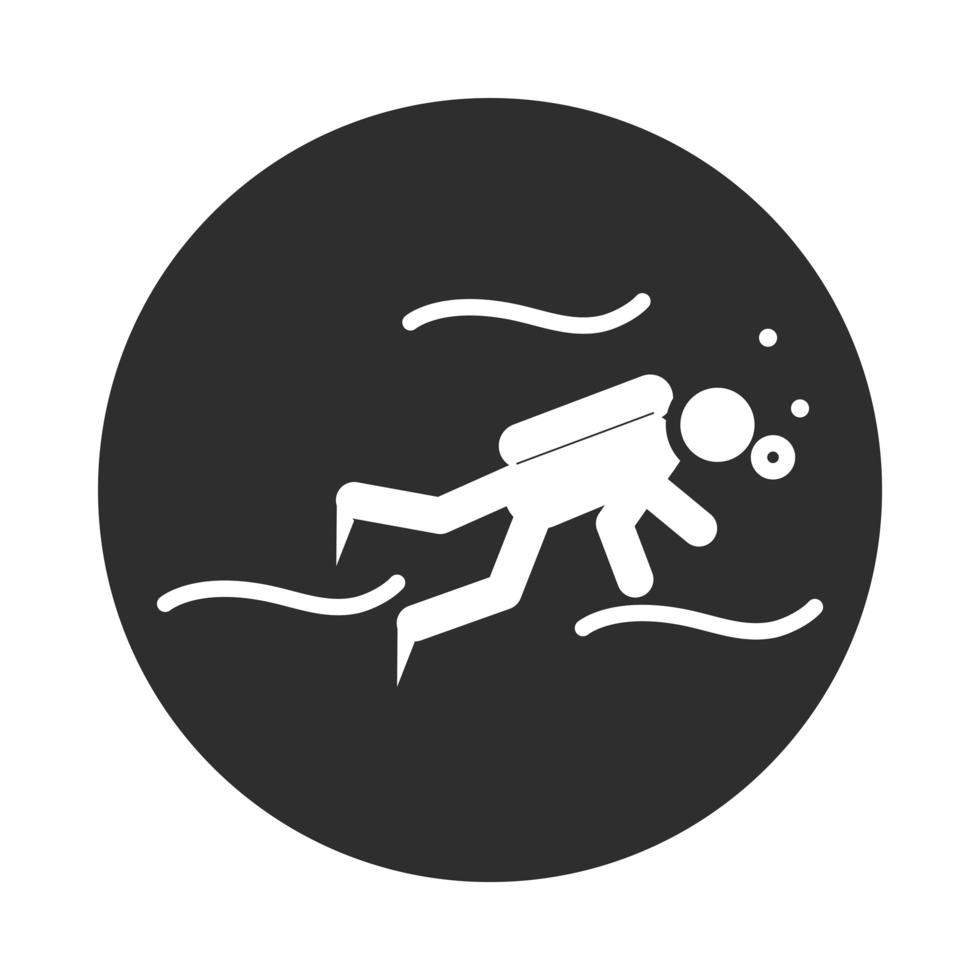 deporte extremo buceo bloque de estilo de vida activo e icono plano vector