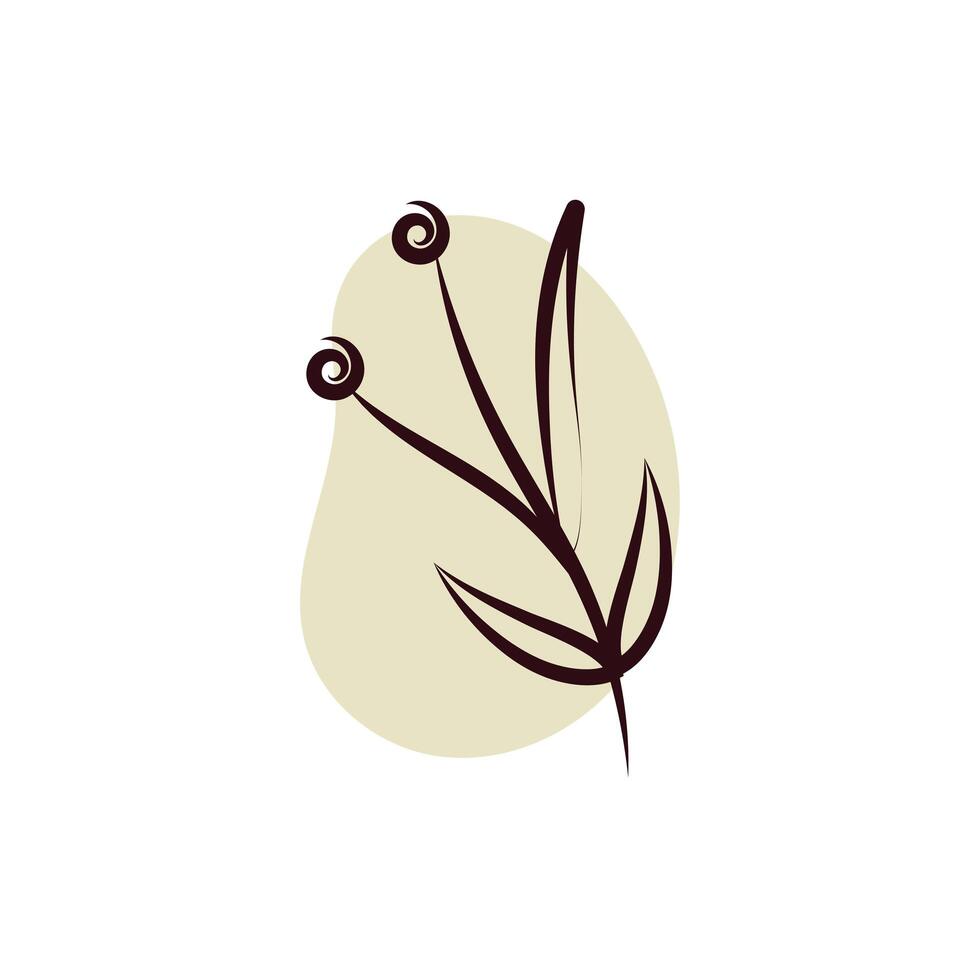 branch with leaves hand draw style vector