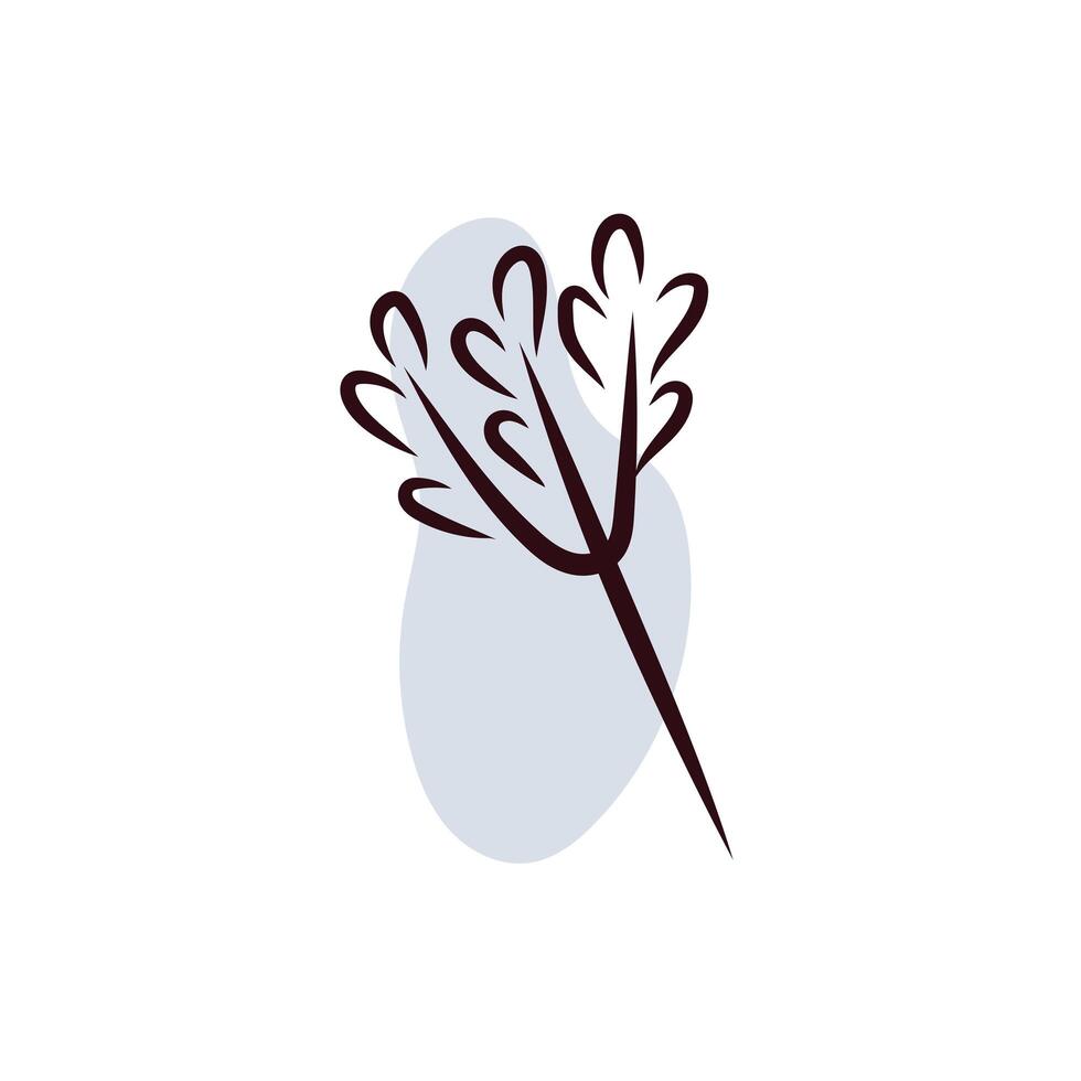 branch with leaves hand draw style vector