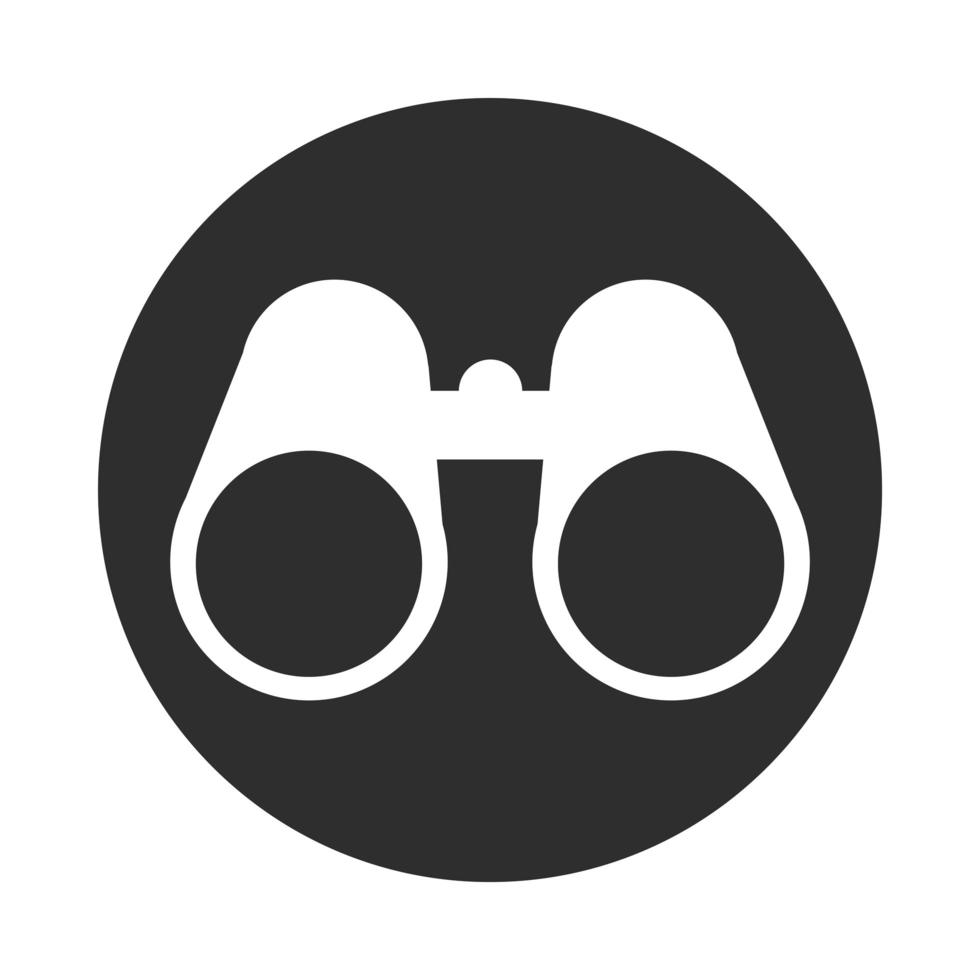 binocular observation look equipment block and flat icon vector