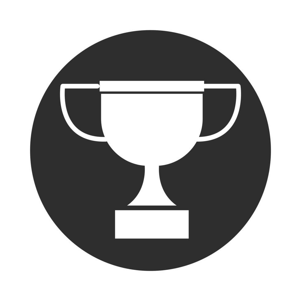 trofeo premio premio éxito bloque e icono plano vector