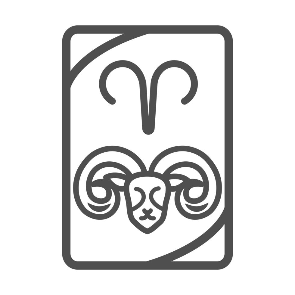 zodíaco aries esotérico tarot tarjeta de predicción icono de estilo de línea vector