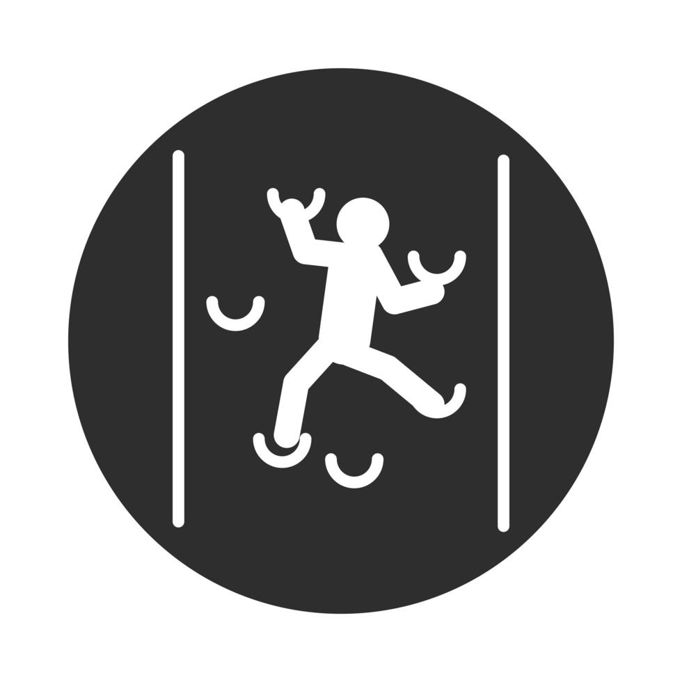 extreme sport training climbing wall with grips active lifestyle block and flat icon vector