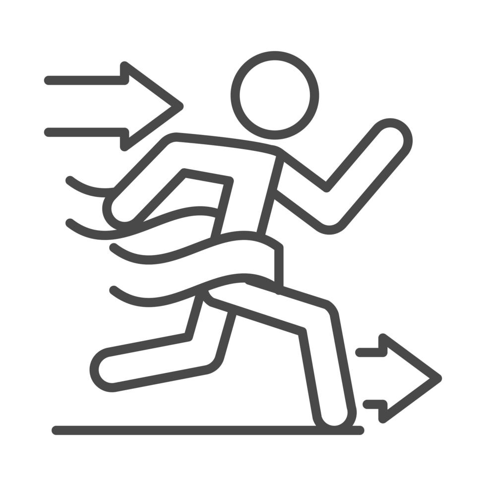 hombre ganador en línea terminar corriendo velocidad deporte carrera diseño de icono lineal vector