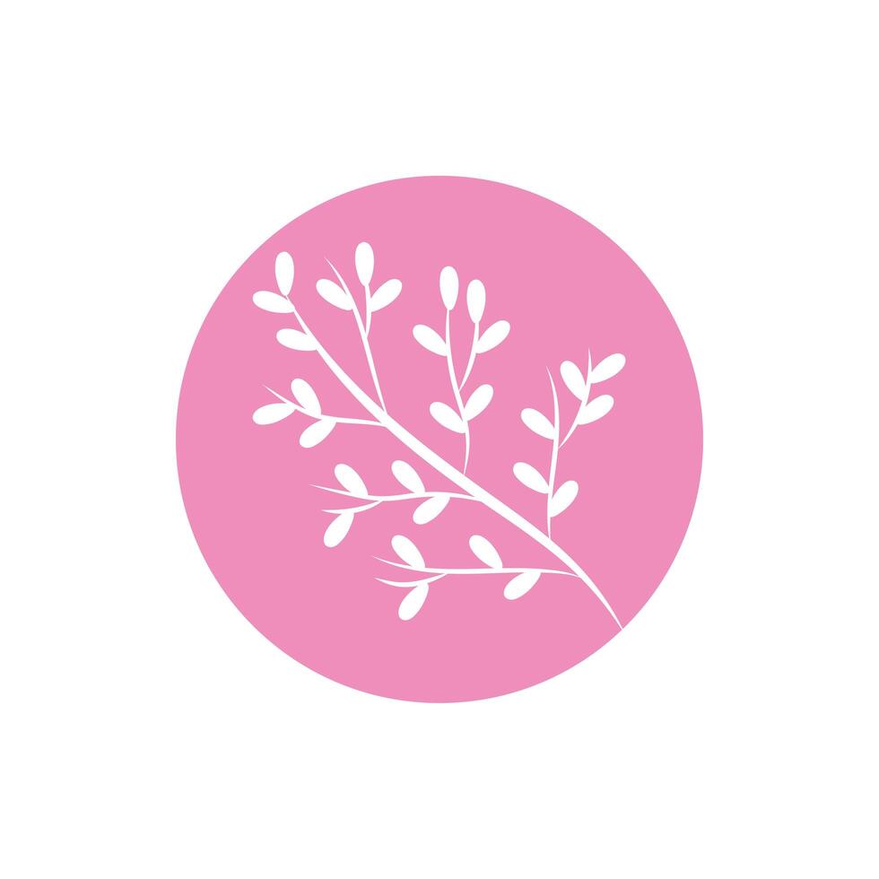 branch with leaves block and line style vector