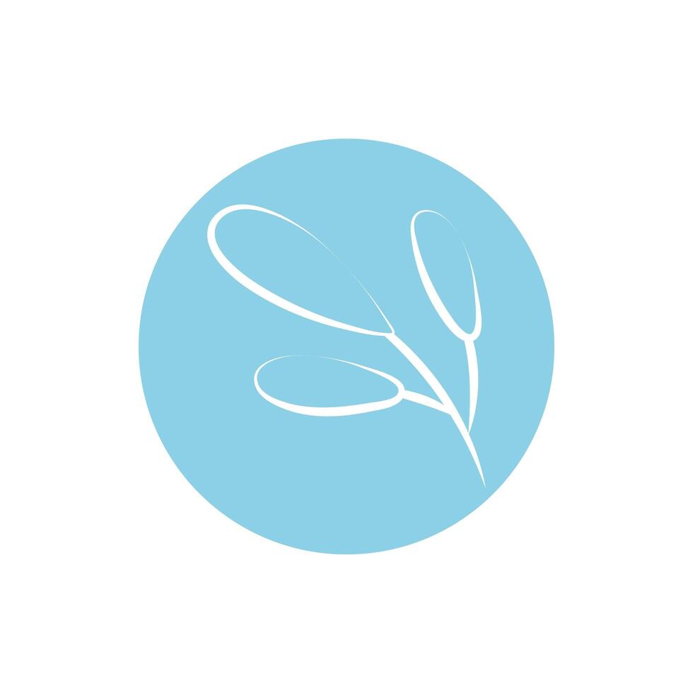 branch with leaves block and line style vector