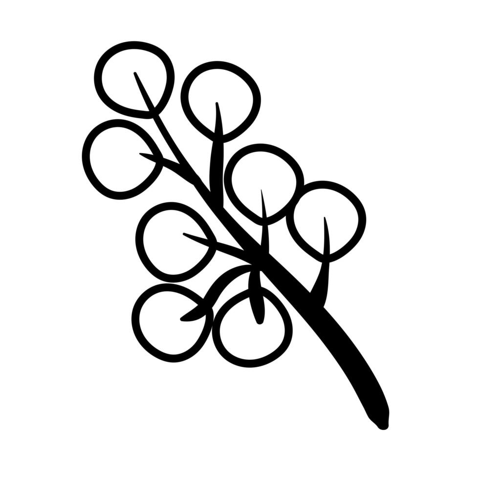 branch with leaves line style icon vector