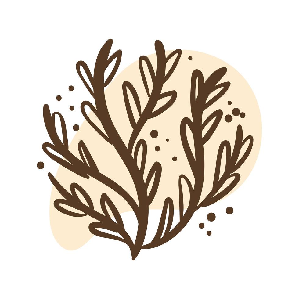 branch with leaves boho block organic style vector