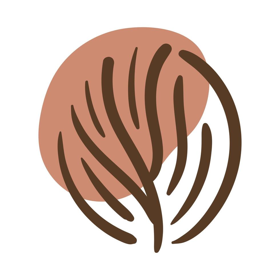 branch with leaves boho block organic style vector