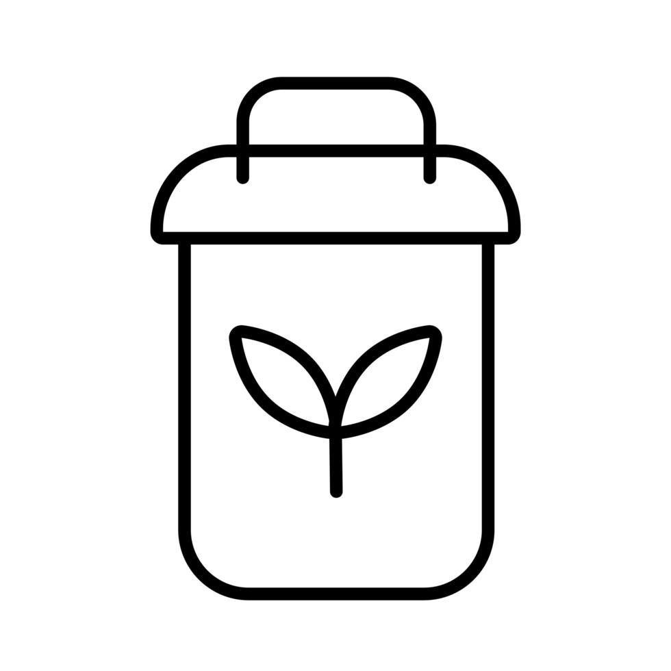 waste bin with leaves icon vector