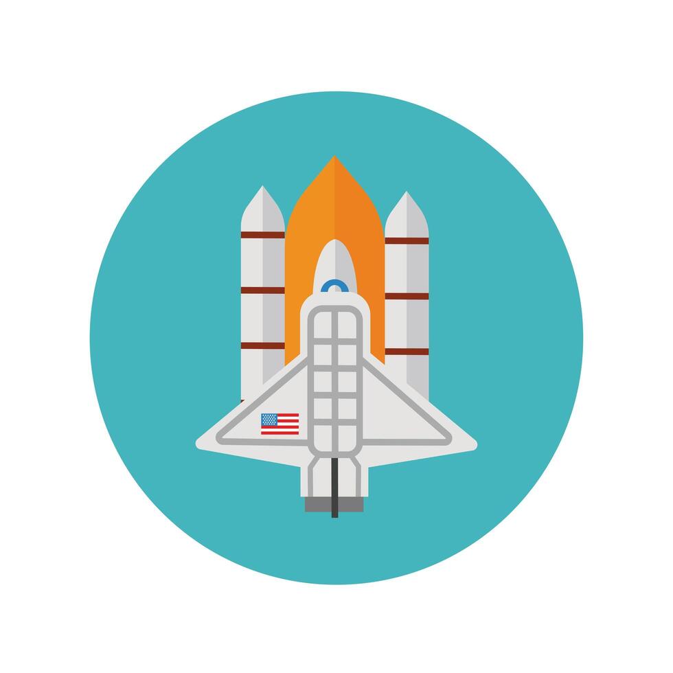 space shuttle usa block and flat icon vector