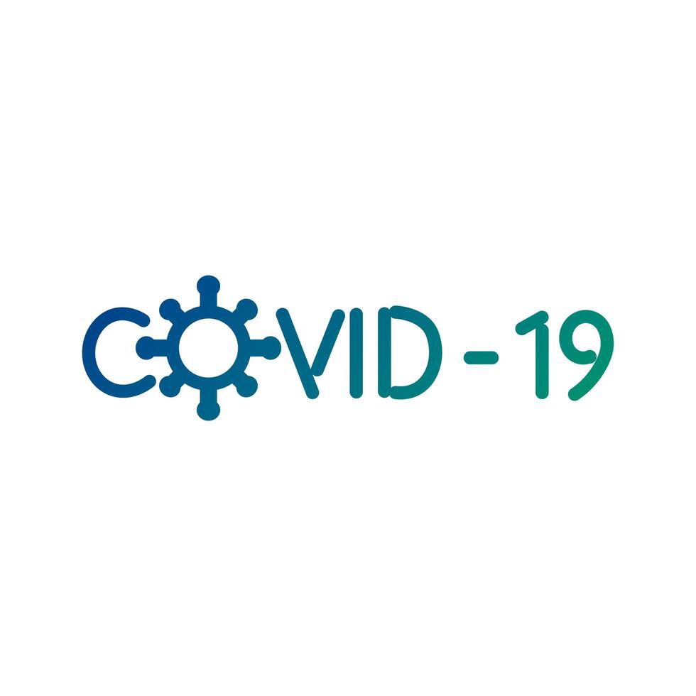 lettering with covid19 virus particle line style vector