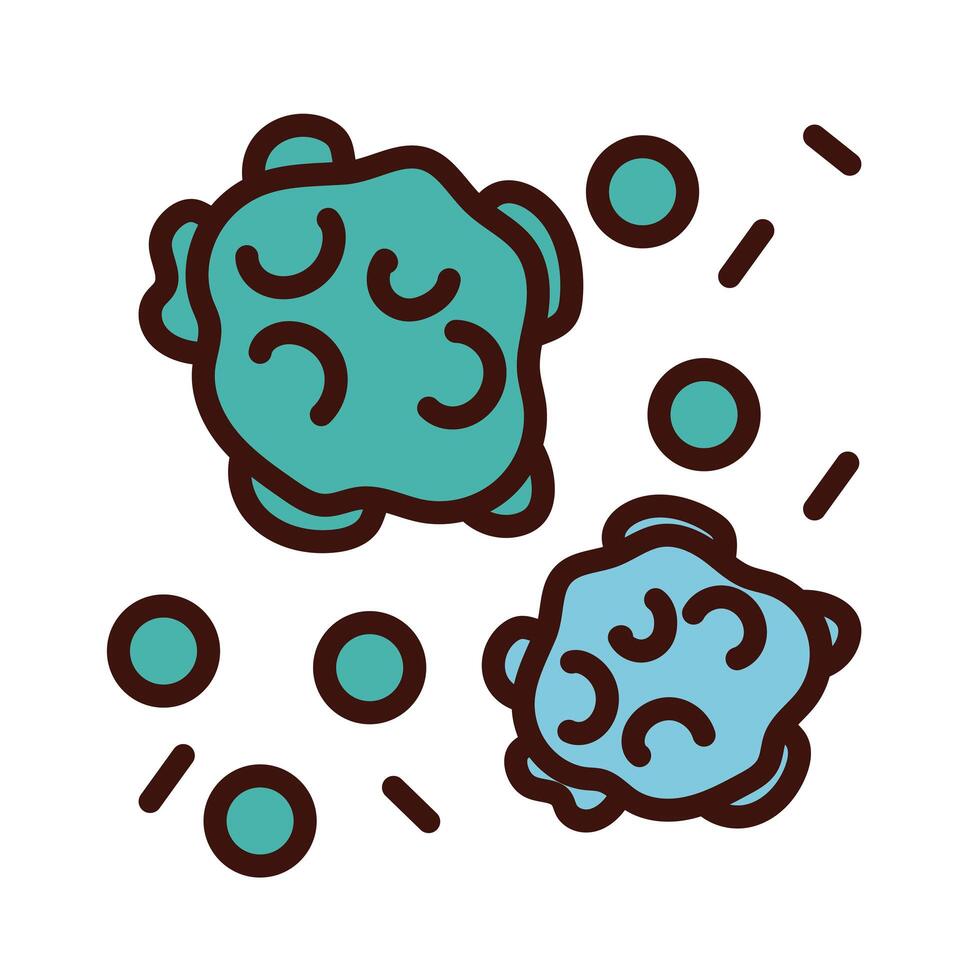covid19 virus particles line and fill style vector