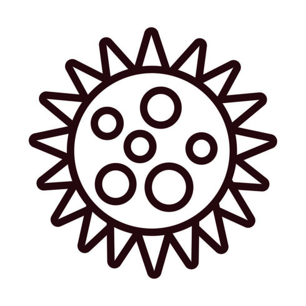 covid19 virus particle line style vector