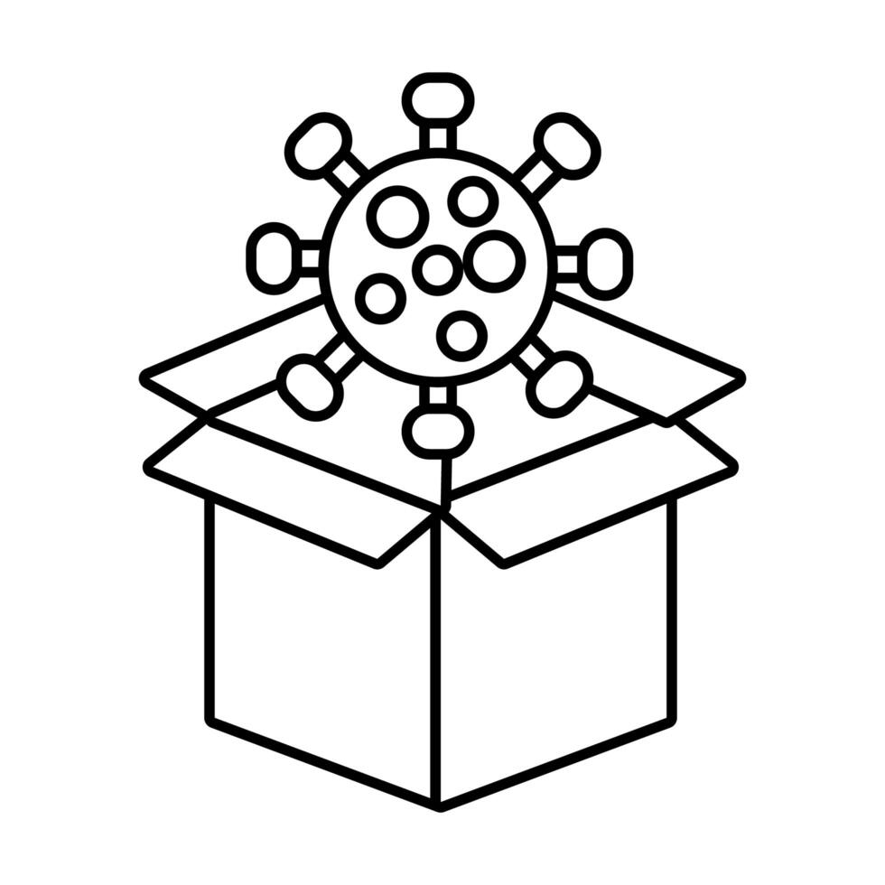 covid19 particle in box carton line style icon vector