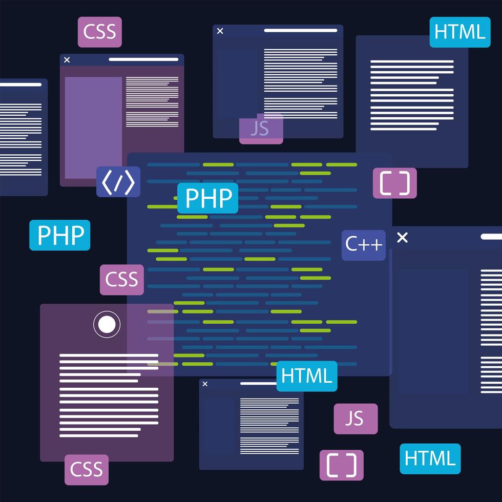 códigos de desarrollo web vector