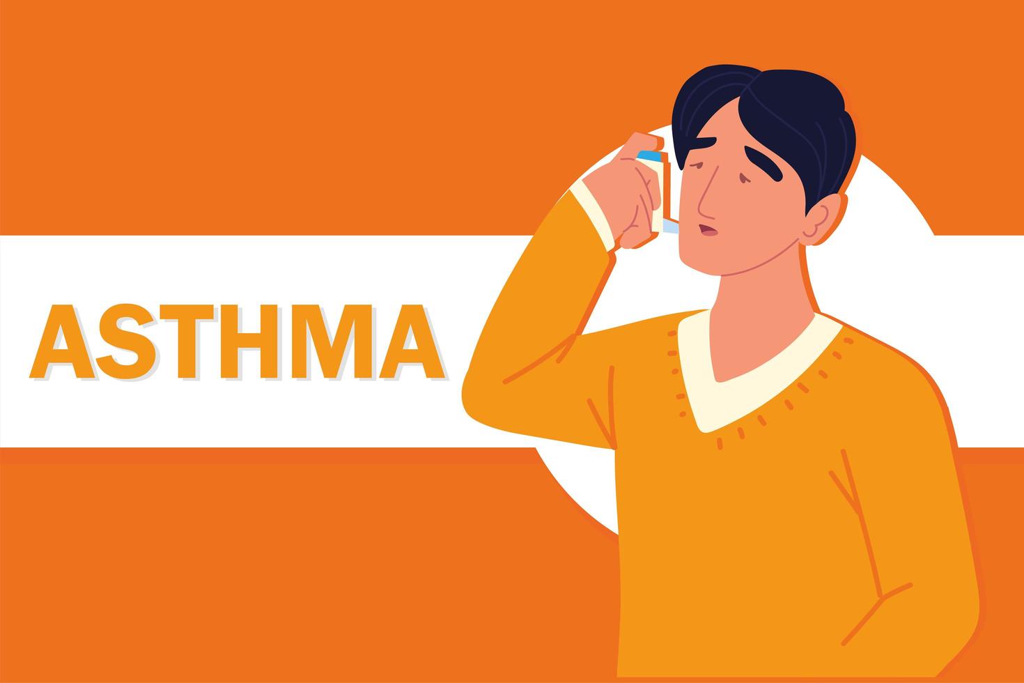 asthmatic man inhaler vector