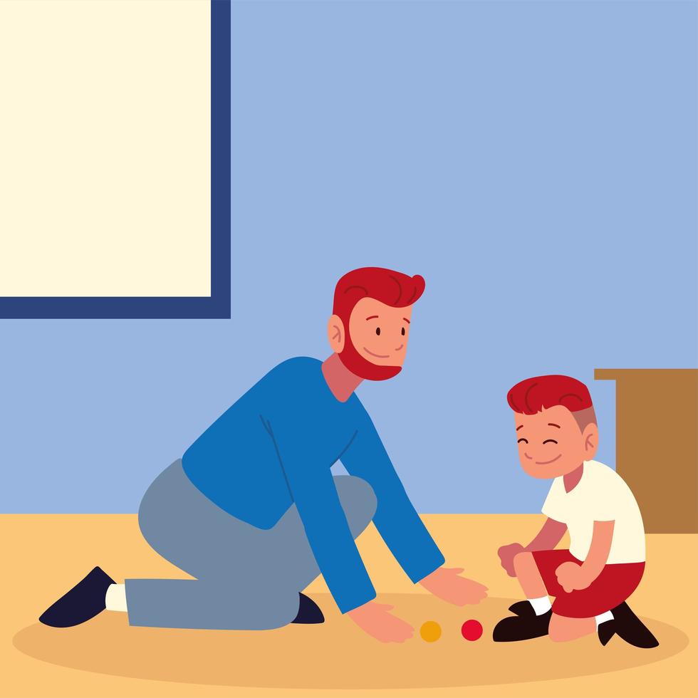 dad and son vector