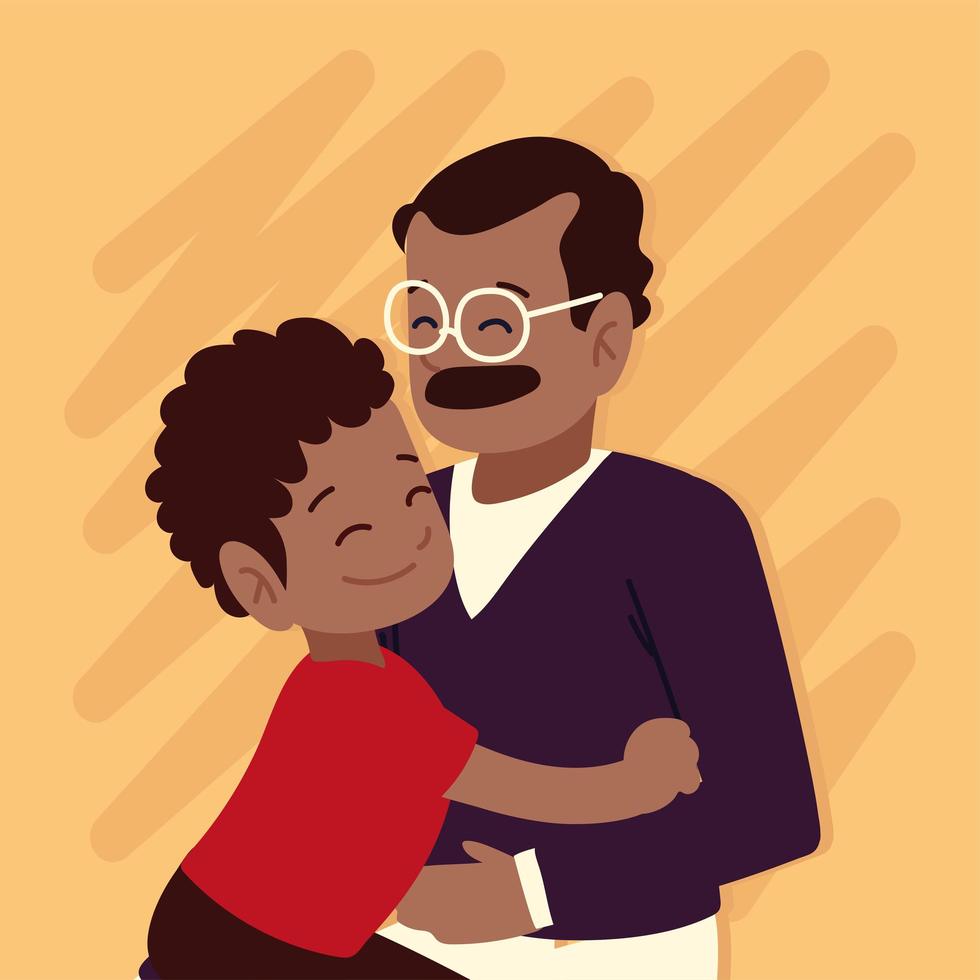 father embracing son vector