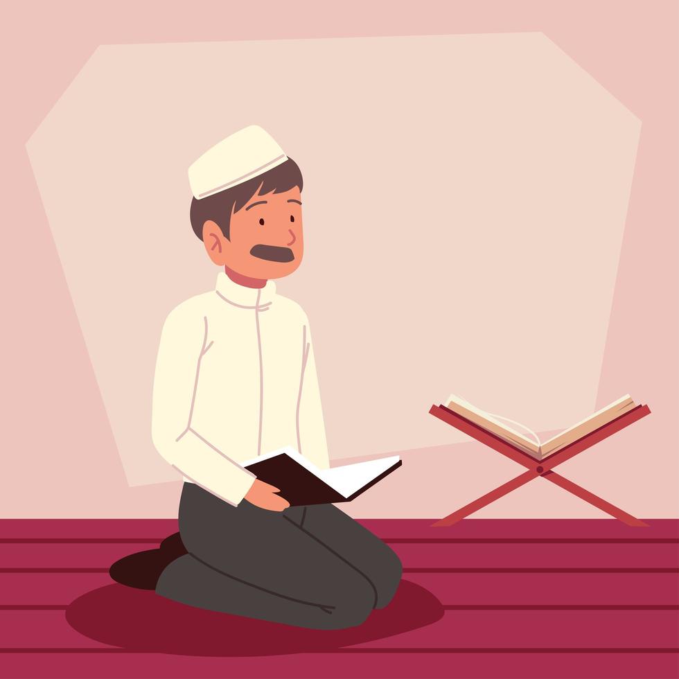 arabian man with quran vector