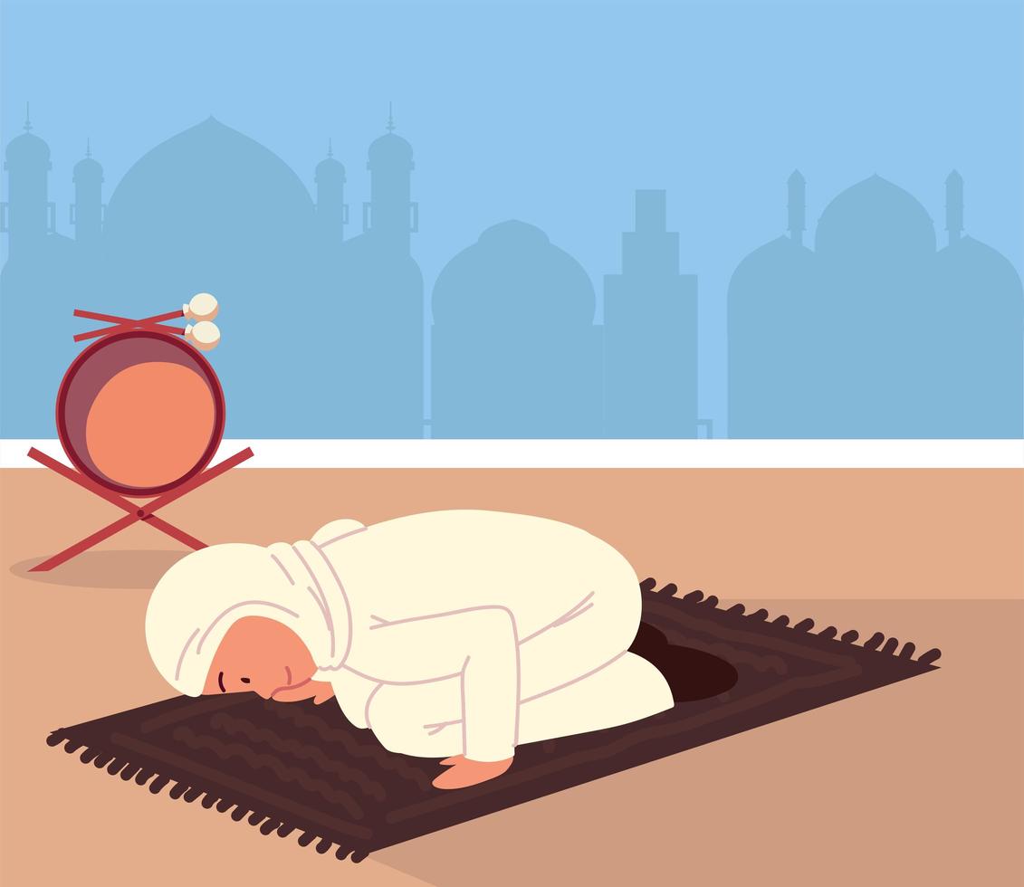 muslim woman praying vector