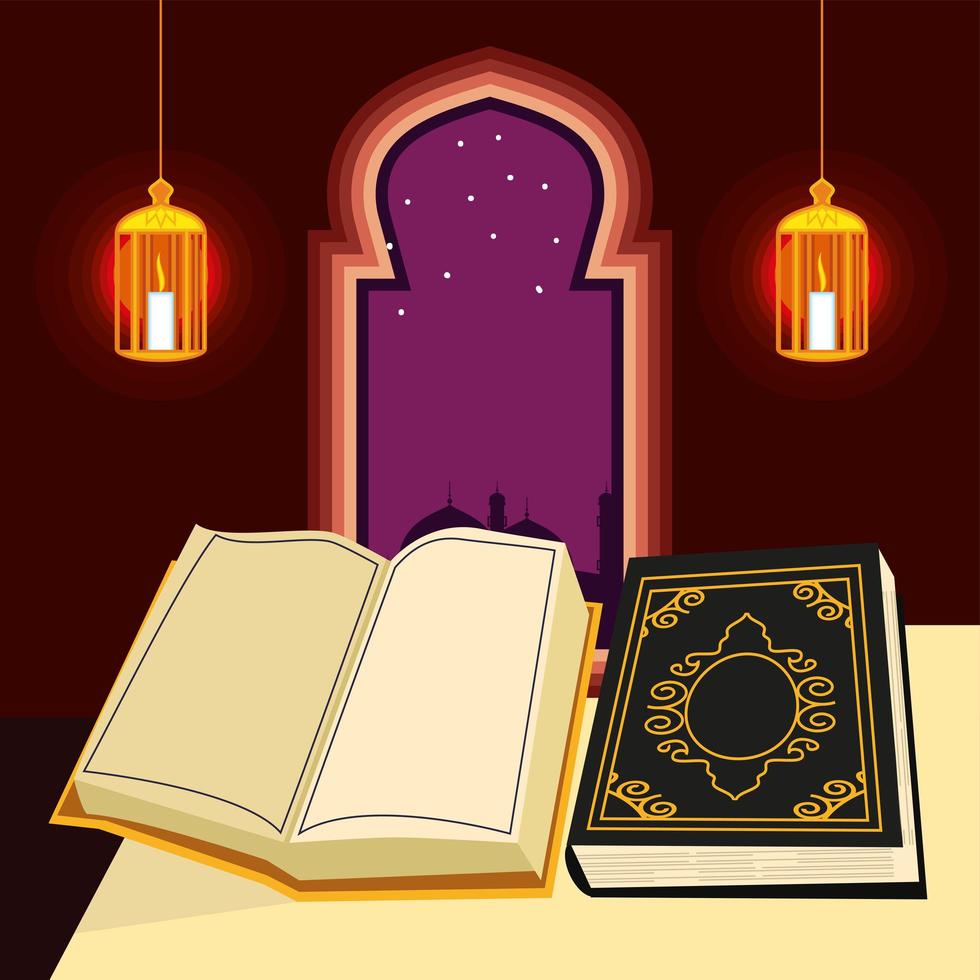 quran in the mosque vector