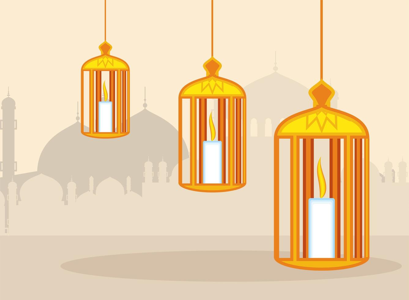 arabian light lanterns vector