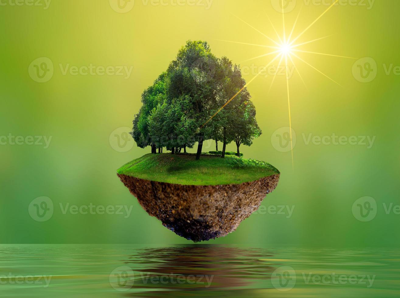 Floating islands with trees Lake river in the sky World Environment Day World Conservation Day environment photo