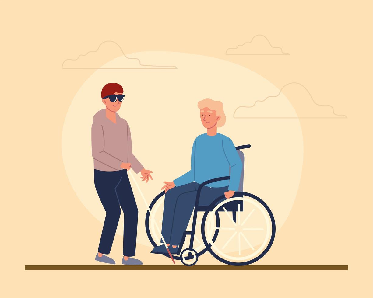 young men with disabilities vector