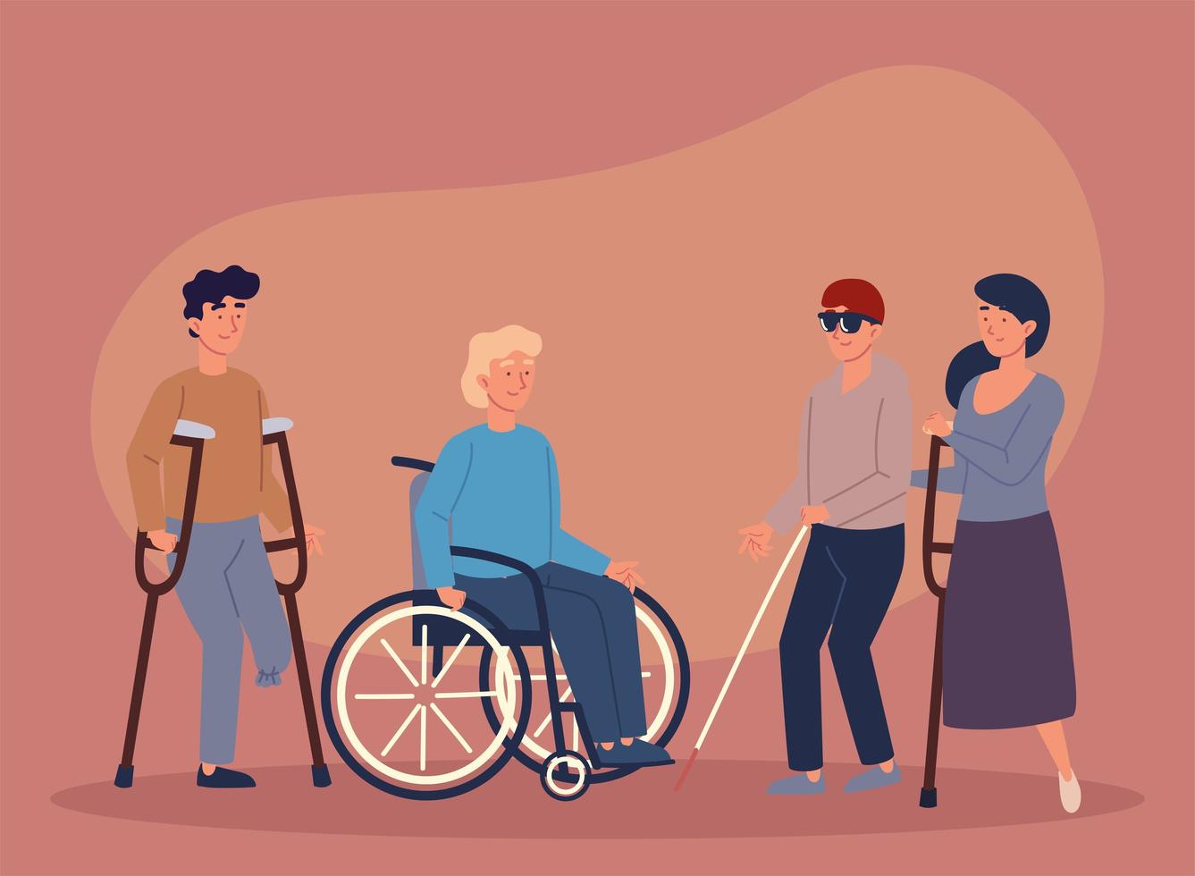 disabled group people vector