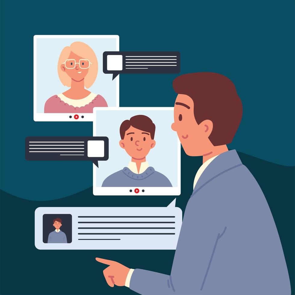 people interview talk on video call vector