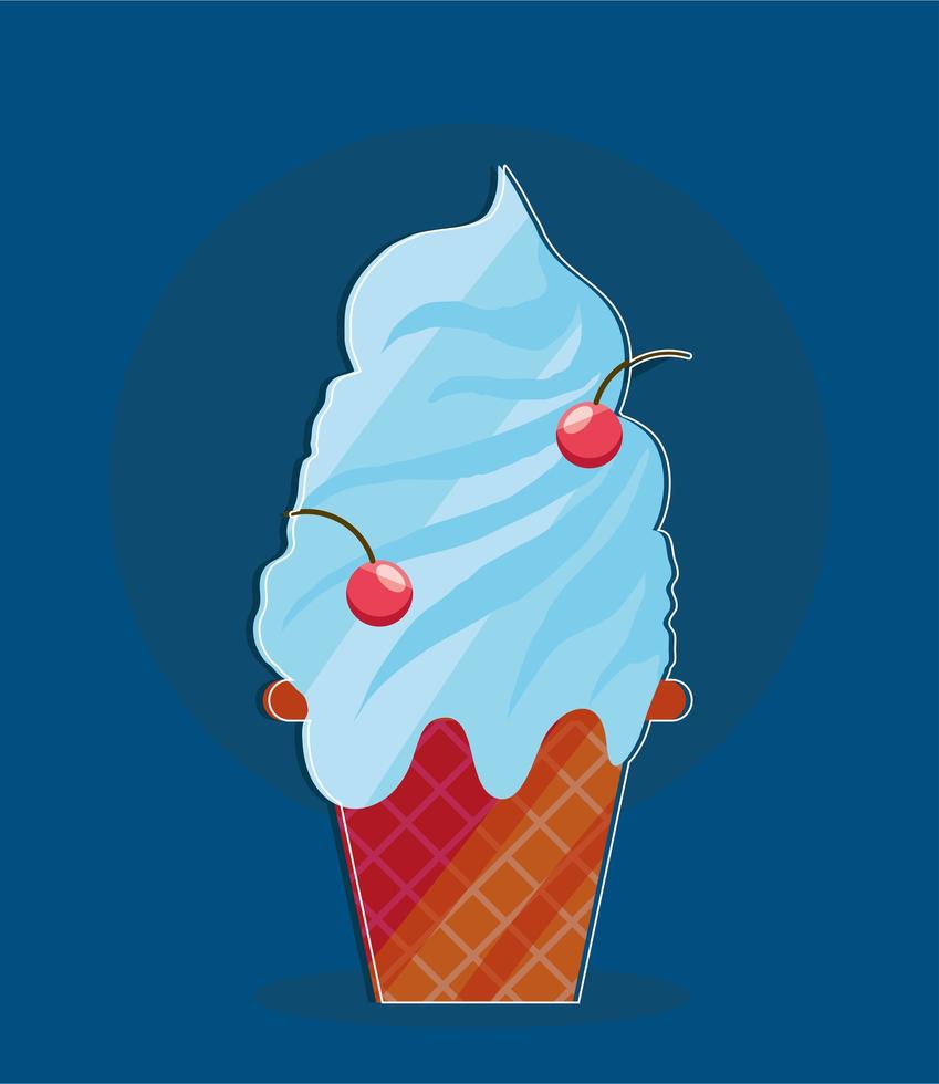 ice cream with cherry vector