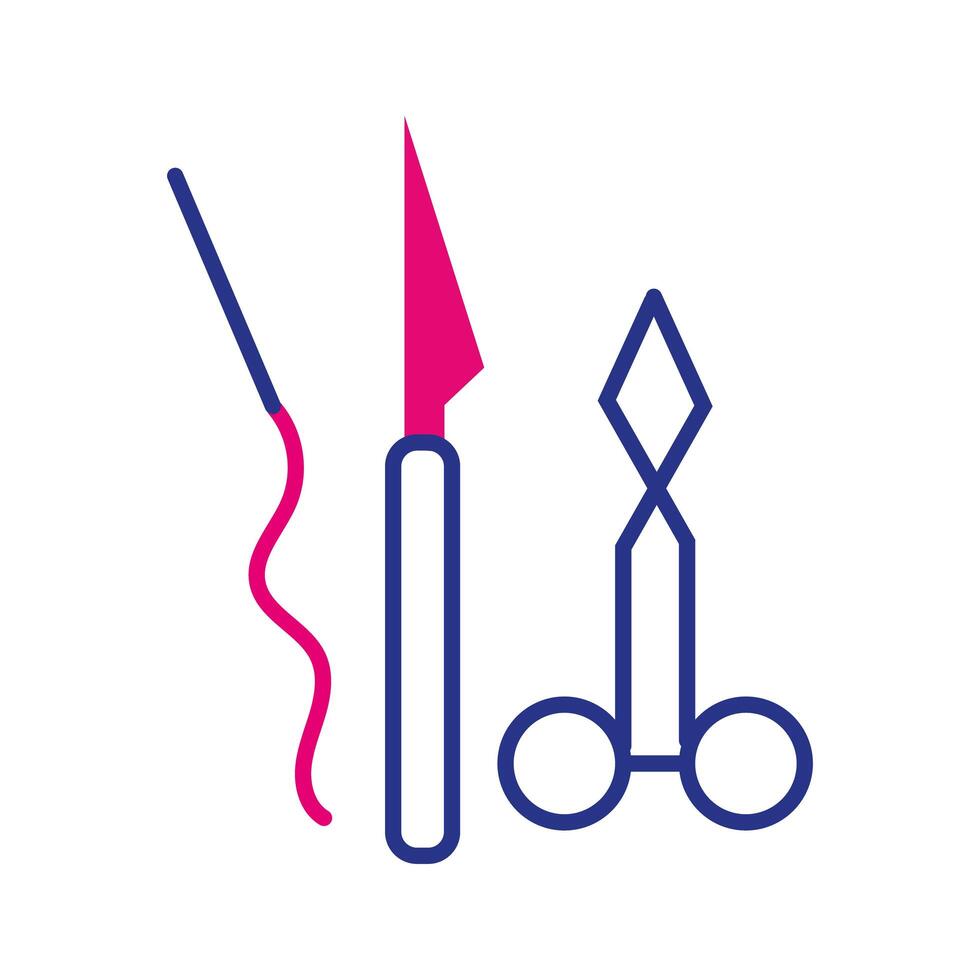 surgery tools line and fill style icon vector