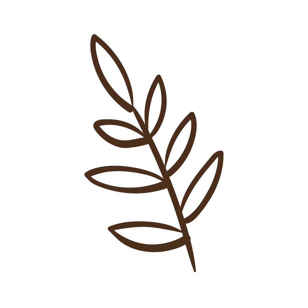 branch with leaves line style icon vector